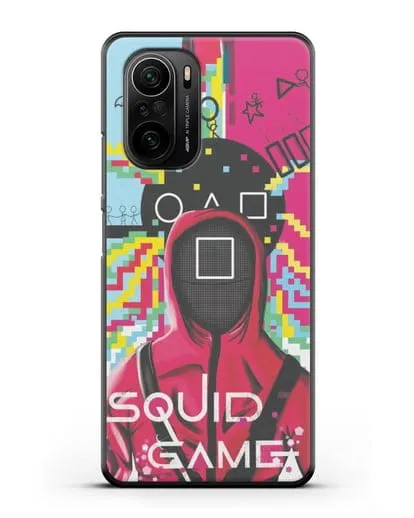 Чехол Игра в кальмара - Солдат квадрат силиконовый для Xiaomi Poco F3