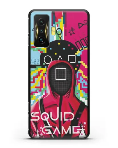 Чехол Игра в кальмара - Солдат квадрат силиконовый для Xiaomi Poco F4 GT