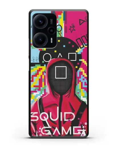 Чехол Игра в кальмара - Солдат квадрат силиконовый для Xiaomi Poco F5