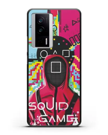 Чехол Игра в кальмара - Солдат квадрат силиконовый для Xiaomi Poco F5 Pro