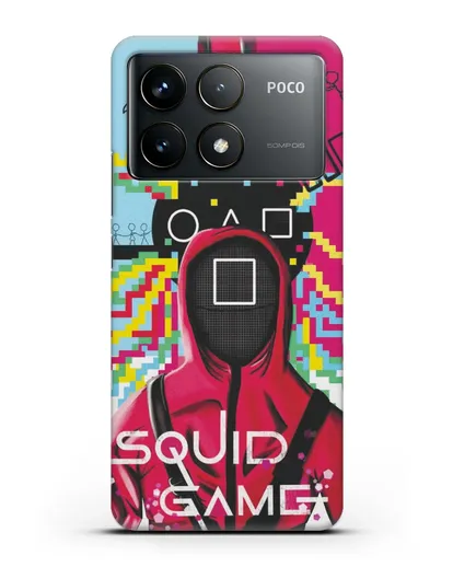 Чехол Игра в кальмара - Солдат квадрат силиконовый для Xiaomi Poco F6 Pro