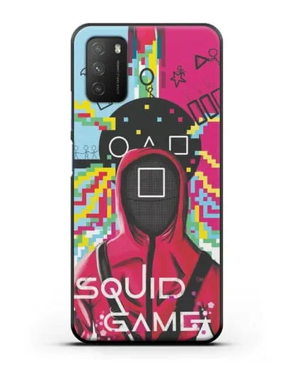 Чехол Игра в кальмара - Солдат квадрат силиконовый для Xiaomi Poco M3