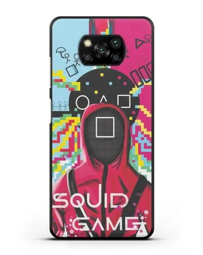 Чехол Игра в кальмара - Солдат квадрат силиконовый для Xiaomi Poco X3