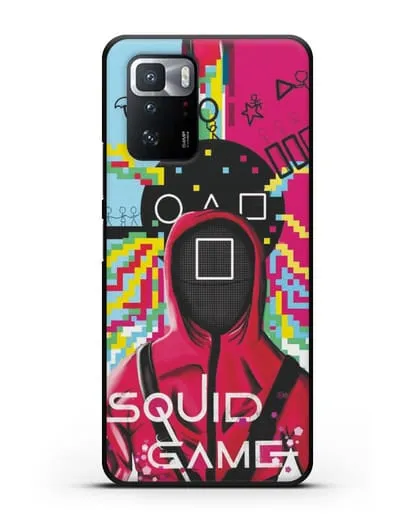 Чехол Игра в кальмара - Солдат квадрат силиконовый для Xiaomi Poco X3 GT