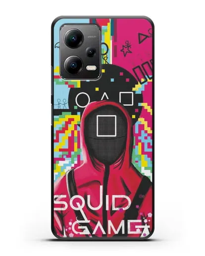 Чехол Игра в кальмара - Солдат квадрат силиконовый для Xiaomi Poco X5