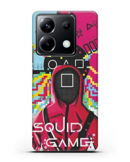 Чехол Игра в кальмара - Солдат квадрат силиконовый для Xiaomi Poco X6