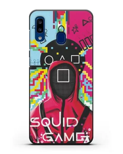 Чехол Игра в кальмара - Солдат квадрат силиконовый для Samsung Galaxy A20 [SM-A205FN]