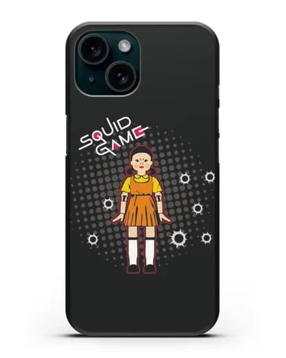 Чехол Игра в кальмара - Кукла силиконовый для iPhone 15