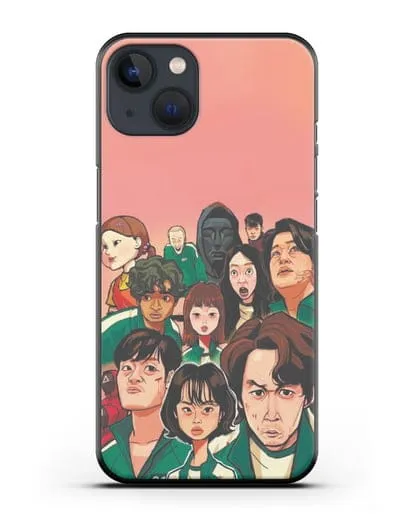 Чехол Игра в кальмара - Игроки силиконовый для iPhone 13