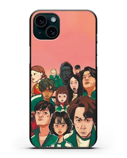 Чехол Игра в кальмара - Игроки силиконовый для iPhone 15 Plus