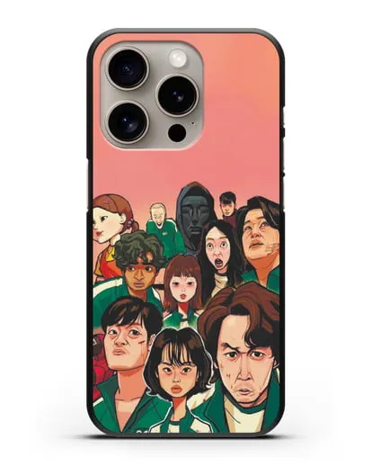 Чехол Игра в кальмара - Игроки силиконовый для iPhone 15 Pro