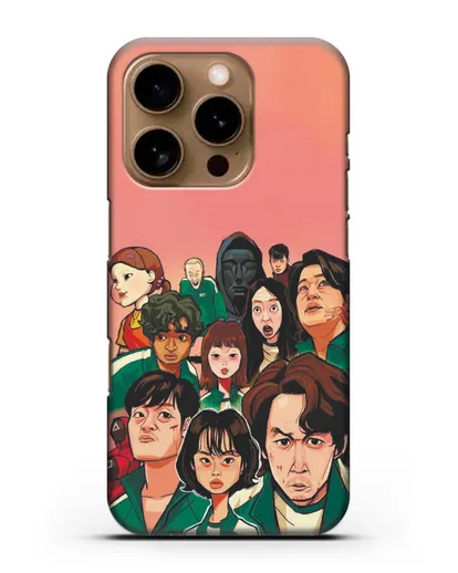 Чехол Игра в кальмара - Игроки силиконовый для iPhone 16 Pro