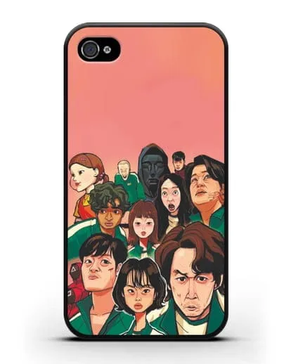 Чехол Игра в кальмара - Игроки силиконовый для iPhone 4/4s