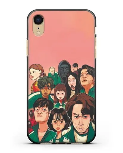 Чехол Игра в кальмара - Игроки силиконовый для iPhone XR