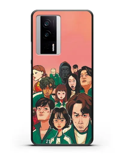 Чехол Игра в кальмара - Игроки силиконовый для Xiaomi Poco F5 Pro