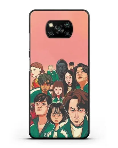 Чехол Игра в кальмара - Игроки силиконовый для Xiaomi Poco X3 Pro