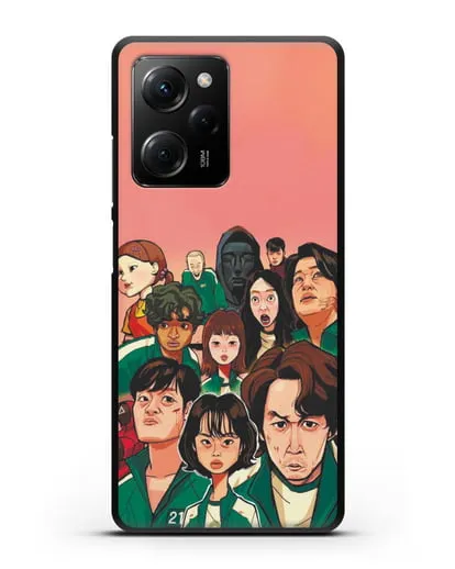 Чехол Игра в кальмара - Игроки силиконовый для Xiaomi Poco X5 Pro