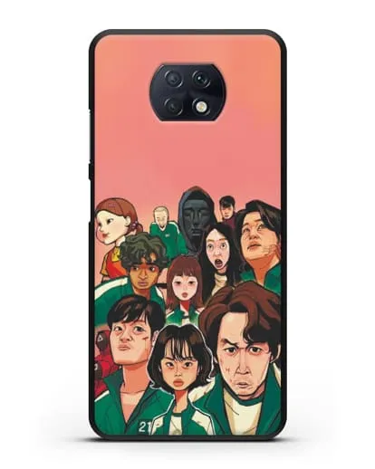 Чехол Игра в кальмара - Игроки силиконовый для Xiaomi Redmi Note 9T