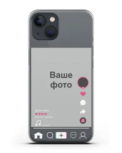 Чехол TikTok (ТикТок) - с фотографией силиконовый для iPhone 13
