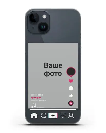 Чехол TikTok (ТикТок) - с фотографией силиконовый для iPhone 14 Plus
