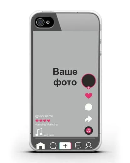 Чехол TikTok (ТикТок) - с фотографией силиконовый для iPhone 4/4s