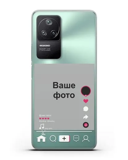 Чехол TikTok (ТикТок) - с фотографией силиконовый для Xiaomi Poco F4
