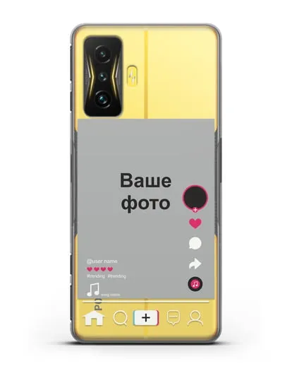 Чехол TikTok (ТикТок) - с фотографией силиконовый для Xiaomi Poco F4 GT