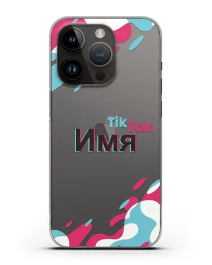 Именой чехол TikTok (ТикТок) силиконовый для iPhone 14 Pro