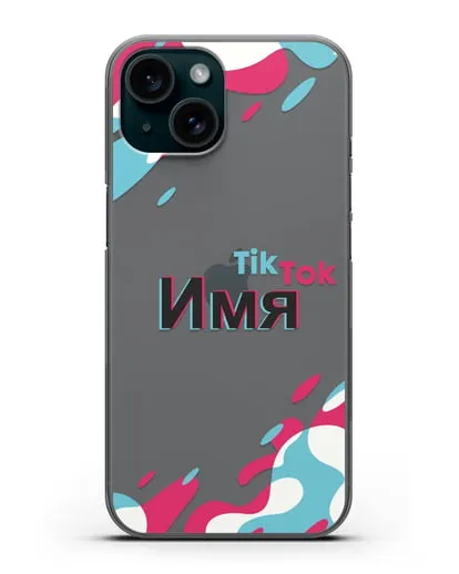 Именой чехол TikTok (ТикТок) силиконовый для iPhone 15