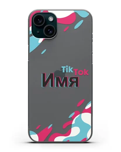 Именой чехол TikTok (ТикТок) силиконовый для iPhone 15 Plus