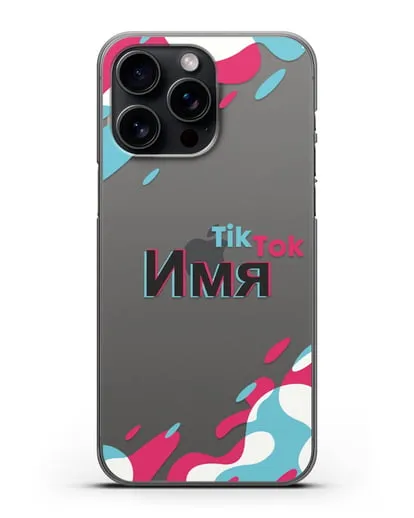 Именой чехол TikTok (ТикТок) силиконовый для iPhone 15 Pro Max