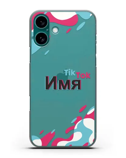 Именой чехол TikTok (ТикТок) силиконовый для iPhone 16 Plus