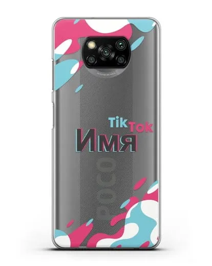 Именой чехол TikTok (ТикТок) силиконовый для Xiaomi Poco X3