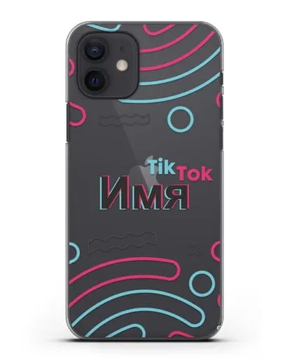 Чехол с именем TikTok (ТикТок) - линии силиконовый для iPhone 12