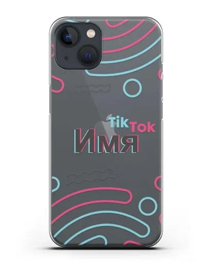Чехол с именем TikTok (ТикТок) - линии силиконовый для iPhone 13