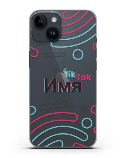 Чехол с именем TikTok (ТикТок) - линии силиконовый для iPhone 14