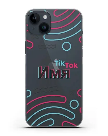 Чехол с именем TikTok (ТикТок) - линии силиконовый для iPhone 14 Plus