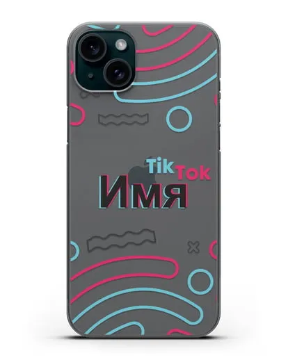Чехол с именем TikTok (ТикТок) - линии силиконовый для iPhone 15 Plus