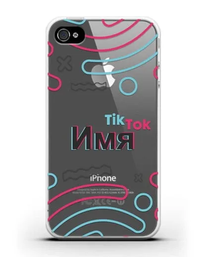 Чехол с именем TikTok (ТикТок) - линии силиконовый для iPhone 4/4s