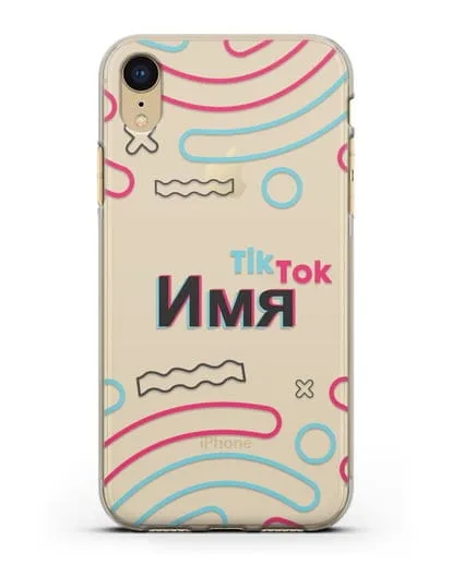 Чехол с именем TikTok (ТикТок) - линии силиконовый для iPhone XR