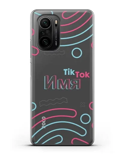 Чехол с именем TikTok (ТикТок) - линии силиконовый для Xiaomi Poco F3