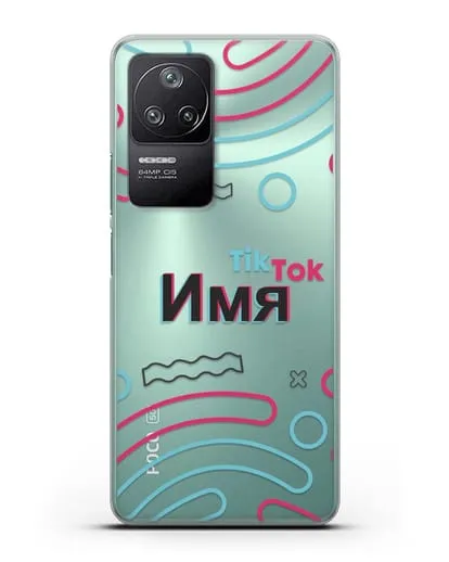 Чехол с именем TikTok (ТикТок) - линии силиконовый для Xiaomi Poco F4