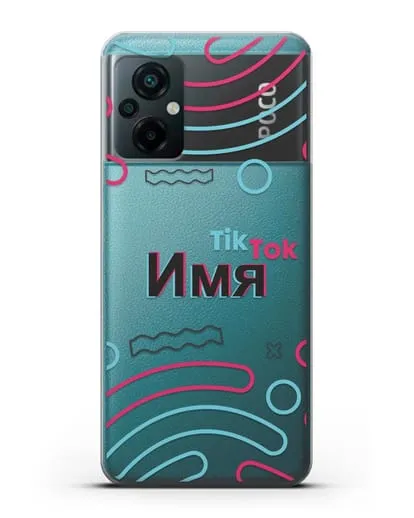 Чехол с именем TikTok (ТикТок) - линии силиконовый для Xiaomi Poco M5