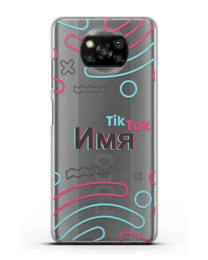 Чехол с именем TikTok (ТикТок) - линии силиконовый для Xiaomi Poco X3