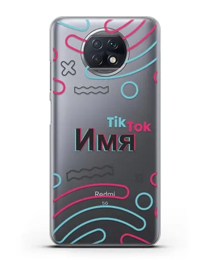 Чехол с именем TikTok (ТикТок) - линии силиконовый для Xiaomi Redmi Note 9T