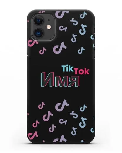 Чехол с надписью TikTok (ТикТок) - ноты силиконовый для iPhone 11