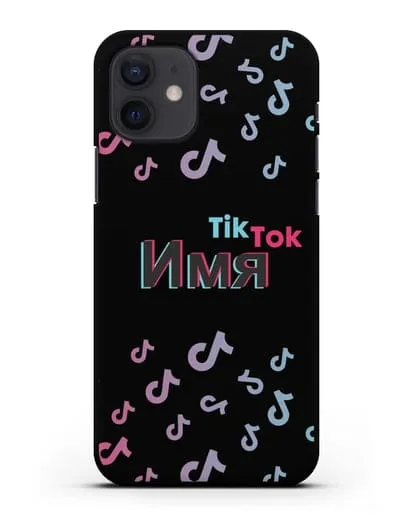 Чехол с надписью TikTok (ТикТок) - ноты силиконовый для iPhone 12
