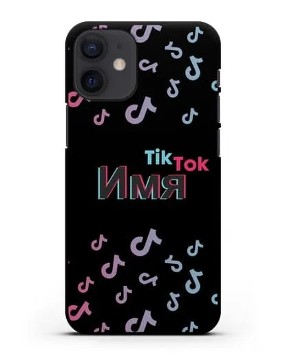 Чехол с надписью TikTok (ТикТок) - ноты силиконовый для iPhone 12 mini