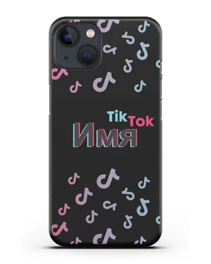 Чехол с надписью TikTok (ТикТок) - ноты силиконовый для iPhone 13