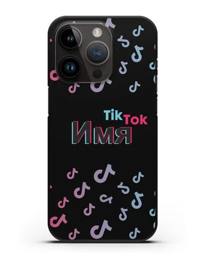 Чехол с надписью TikTok (ТикТок) - ноты силиконовый для iPhone 14 Pro